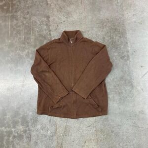 L.L. Bean Brown Full Zip Knit Cotton Sweater Jacket Men's Sz L